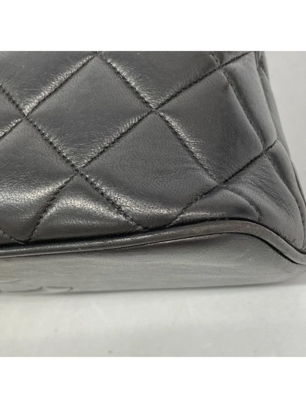 Chanel Shoulder Bag Quilted Lambskin Black Gold